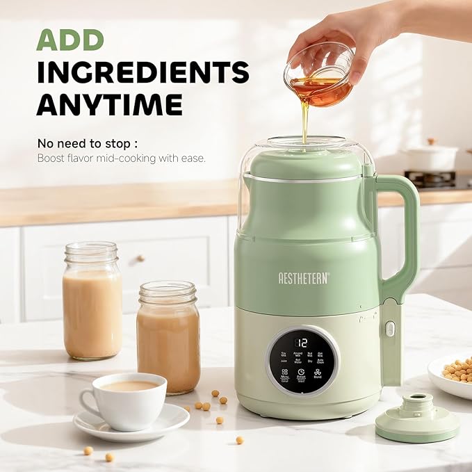 Nut Milk Maker Machine Soy Milk &amp Oat Milk Maker with 8 Presets High-Speed Blender Auto-Clean Delay Start 33oz Almond Milk Maker for Plant-Based &amp Dairy-Free Beverages Green