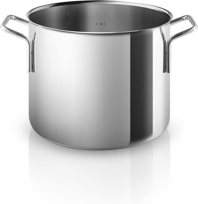 Eva Trio | Stainless Steel Cookware Set 4 Pieces 4 pcs. Cookware set 1.1 l 2.2 l 3.6 l 4.8 l | Polished Steel | Aluminum Base | Complete set of pots to meet all your everyday cooking needs