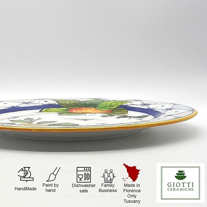 Hand-Painted Italian Ceramic Dinnerware Set - Service for 4 - Vibrant Ischia Lemon Design - Authentic Tuscan Pottery Plates for Everyday Dining &amp Kitchen Decor - Made in Italy