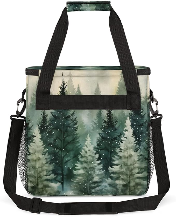 Bright Christmas Tree Coffee Maker Carrying Bag Portable Travel Storage Tote Bag Compatible with K-Mini or K-Mini Plus Single Serve Coffee Brewer Carrying Case with Multiple Pockets &amp Shoulder S