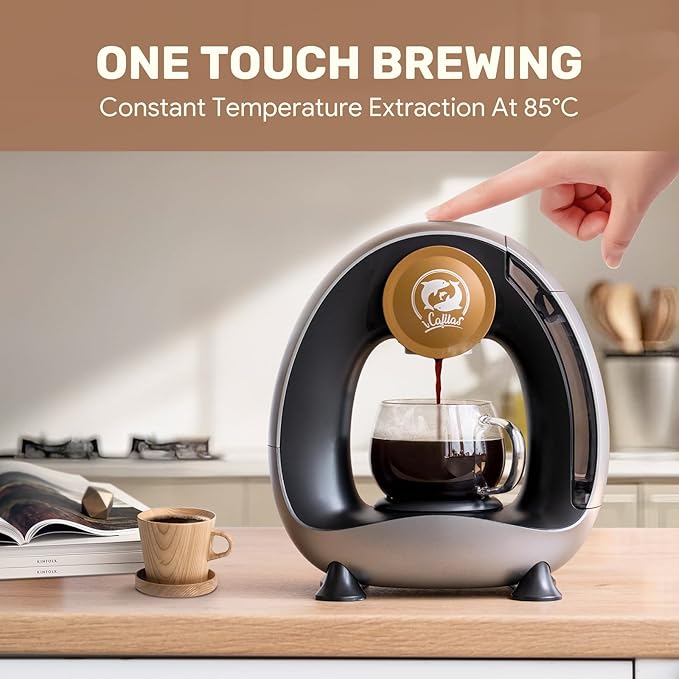 2-in-1 Coffee Maker Fast Brew in 1.5mins Single Serve Coffee Machine Compatible with K-Cup Pods &amp Ground Coffee 1400W 20s Preheat Compact for HomeSmall PlaceOffice &amp RV 8ozDark Grey