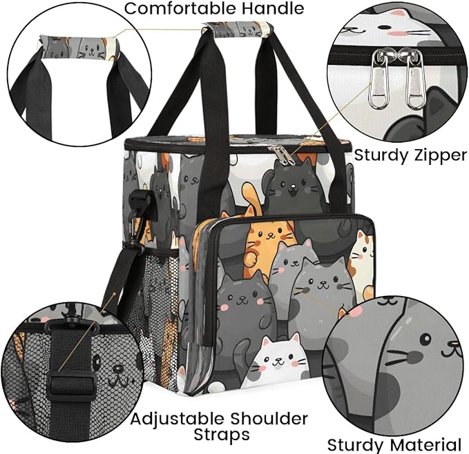 Animal Lovely Cats Coffee Maker Carrying Bag for Keurig K-Mini or K-Mini Plus Storage Portable Coffee Maker Travel Bag