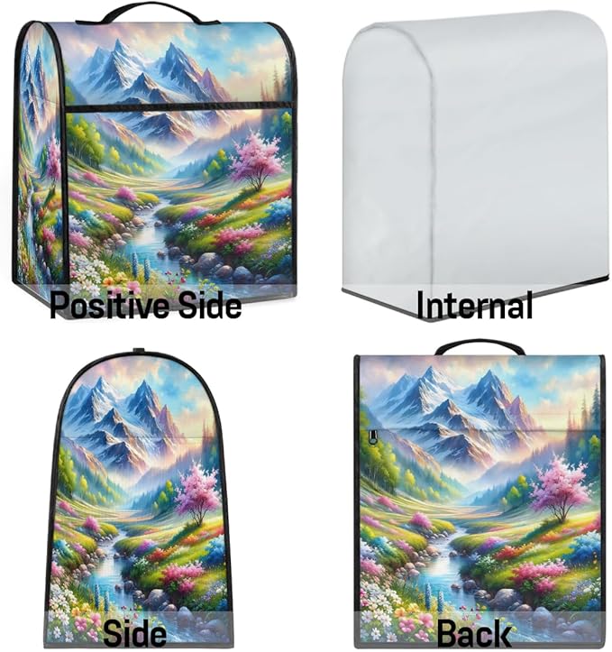 cfpolar Kitchen Aid Mixer Cover Compatible with 6-8 Quarts Flowers Trees River Stand Mixer Cover Kitchen Aid Mixers Accessories Appliance Organizer Bag Dust Covers with Zipper Pocket