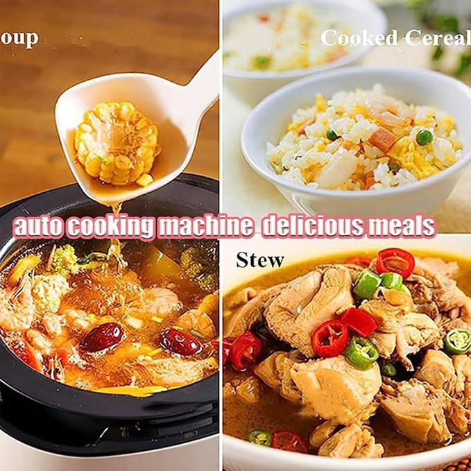 2000W Automatic Cooking Machine 6 L Electric Cooking Wok Fried Rice Machine One-Click Start 3 Speed Adjustable 360° Automatic Rotation for Stir Frying Stewing Cooking