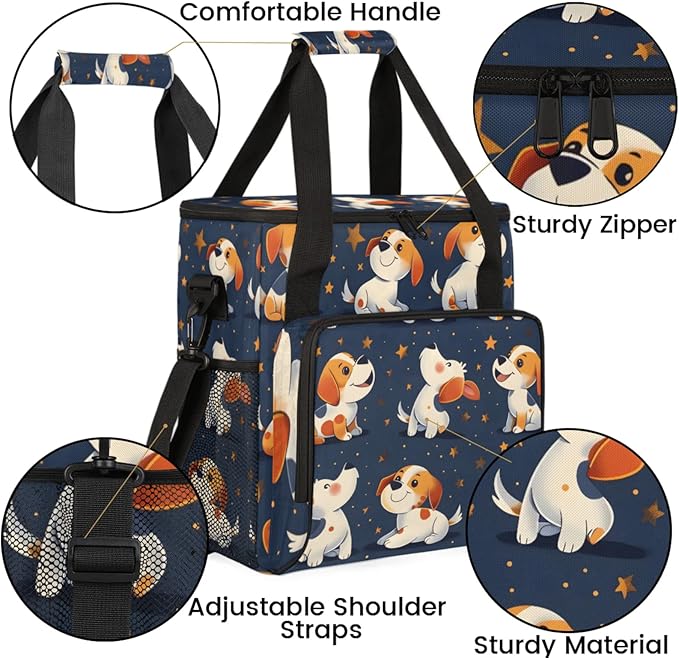 Stars Dogs Coffee Maker Travel Bag for Keurig K-Mini/K-Mini Plus Insulated Waterproof Tote with Pockets for K-Cup Portable Single-Serve Brewer Case
