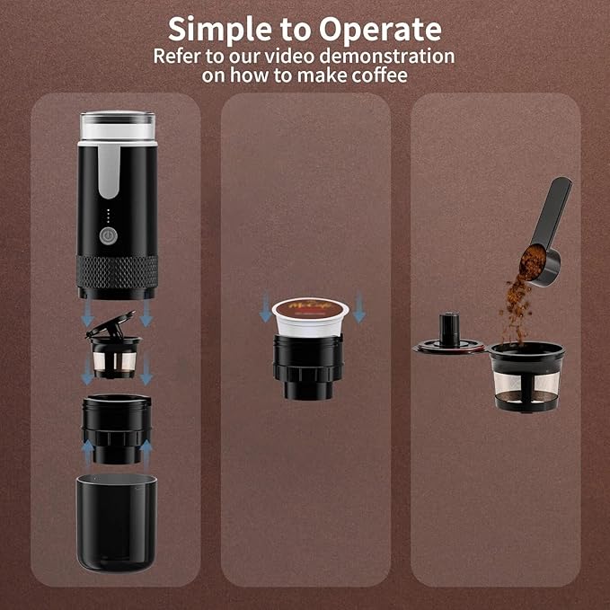 TARSHYRY Portable Espresso MachinePortable Coffee MakerEspresso Maker Compatible Ground Coffee Hand Coffee Make for Capsules for Camping Travel RV HikingOffice