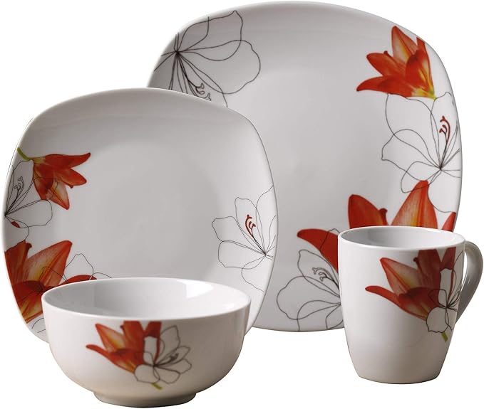 Misc 16pc Dinnerware Set - Lily Multi Color Floral Ceramic