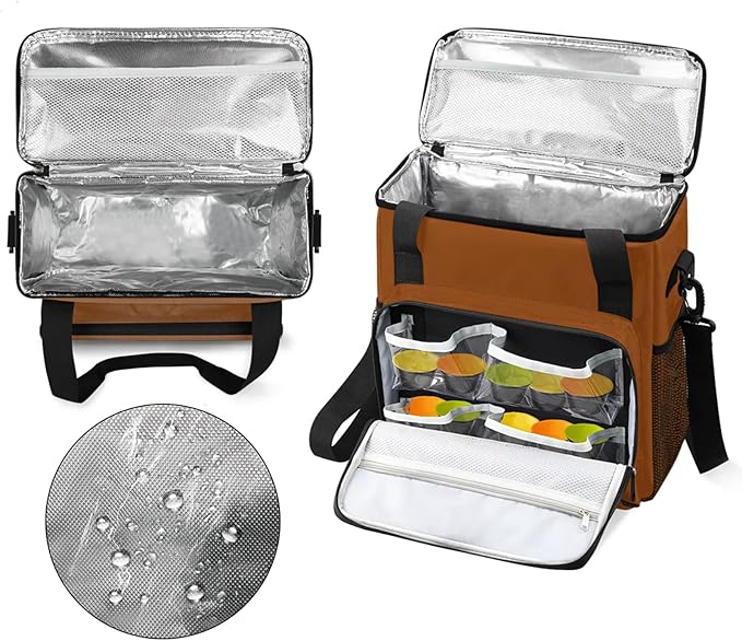 Brown Coffee Maker Carrying Bag Waterproof Insulated Leakproof Cooler Bag Portable Storage Tote Bag Organizer With Shoulder Strap