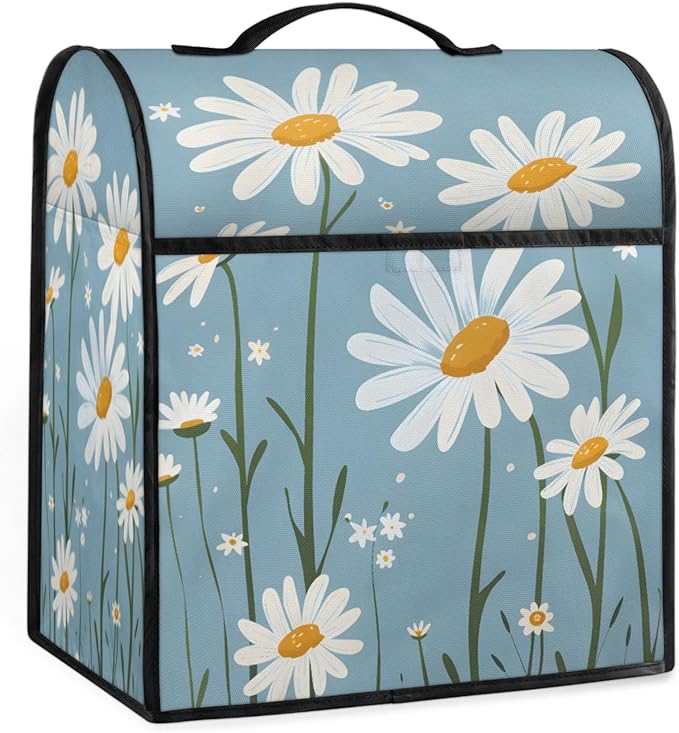 cfpolar Kitchen Aid Mixer Cover Compatible with 6-8 Quarts White Daisy Flower Plant Stand Mixer Cover Kitchen Aid Mixers Accessories Appliance Organizer Bag Dust Covers with Zipper Pocket
