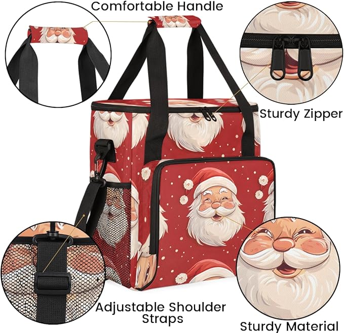 Cute Santa Claus Coffee Maker Carrying Bag Colorful Santa Claus Travel Storage Bag Compatible with K-Mini or K-Mini Plus Single Serve Coffee Brewer Carrying Case with Pockets &amp Shoulder Strap