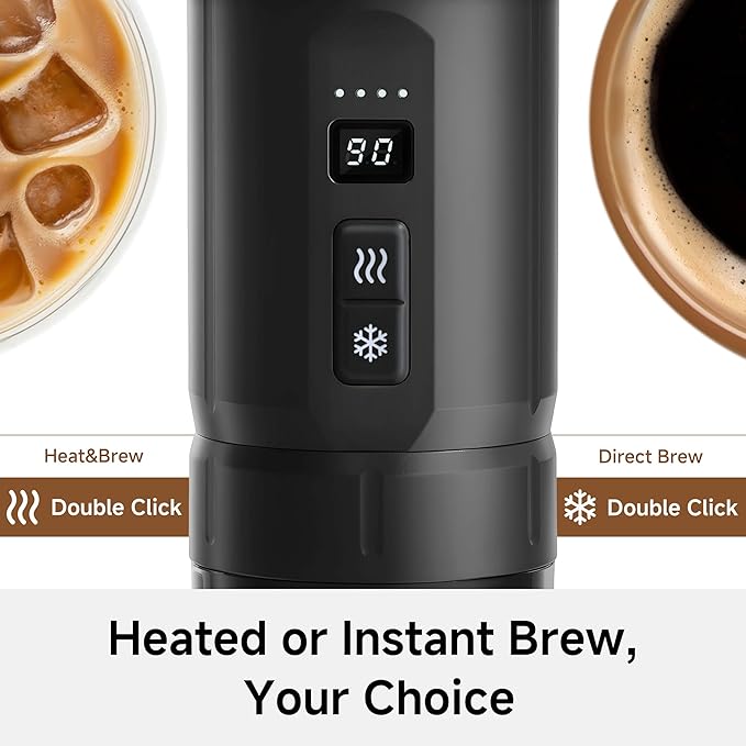 HIBREW H4C Ultra - Portable Electric Espresso Maker 51mm Bottomless Professional Coffee Maker USB-C Rechargeable for Ground Coffee Compact for Home and Travel with Foldable Holder &amp Carrying C