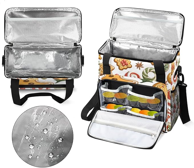 Bright Gingerbread Man Coffee Maker Carrying Bag Travel Storage Bag Compatible with K-Mini or K-Mini Plus Single Serve Coffee Brewer Carrying Case with Multiple Pockets &amp Shoulder Strap
