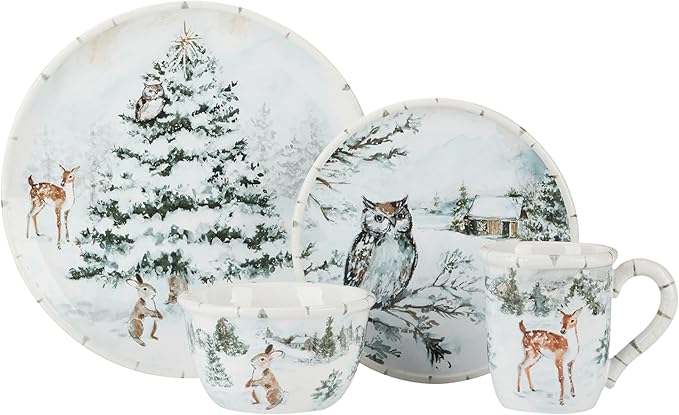 Certified International Winter Frost 16 Pc Dinnerware Set Service for 4