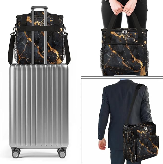 Black Gold Marble Coffee Maker Carrying Bag for Keurig K-Mini or K-Mini Plus Storage Portable Coffee Maker Travel Bag