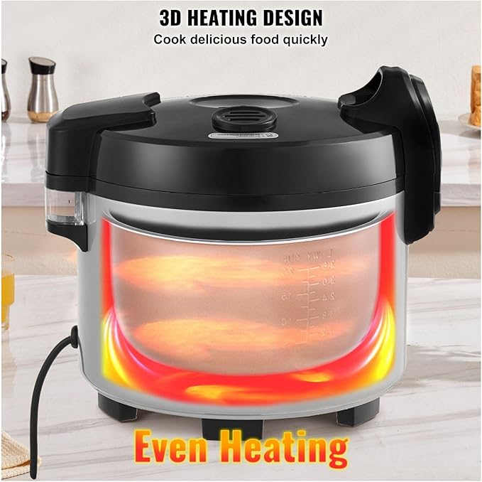 Commercial Rice Cooker 60-Cup 13L Non-Stick Pot Restaurant Kitchen 12H Keep Warm