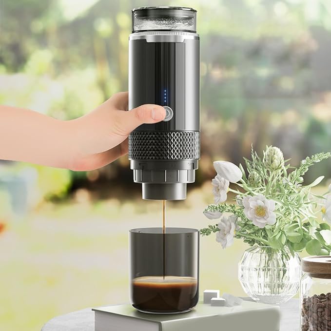 Portable Coffee Machine 170ml Cordless Electric Coffee Maker with 1200mAh Battery for Ground and Capsules Travel Camping Office