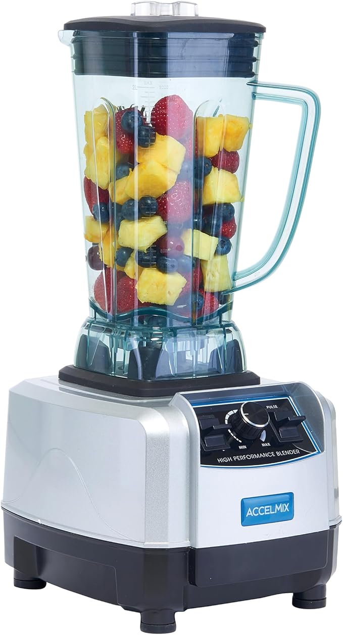 Winco XLB-1000 68 oz. Commercial Electric Accelmix 2 HP Blender - 120V 1450 W Gray