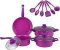 Purple Cookware Set 13 Piece Pots and Pans with Utensils Nonstick PFOA Free Scratch Resistant Cooking Surface Compatible with All Stoves