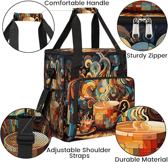 cfpolar Coffee Maker Storage Bag Waterproof Travel Carrying Storage Tote Bag Organizer Case Compatible with K-Mini or K-Mini Plus And Suitable for Other Accessories With Pockets for K-Cup Pods