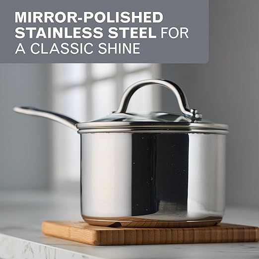 Farberware Millennium Stainless Steel Pots and Pans with Lids Induction Ready Compatible with All Cooktops Metal Utensil Safe 10 Piece Cookware Set Dishwasher Safe - Stainless Steel