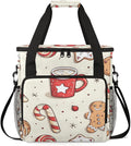 Glitter Gingerbread Man Coffee Maker Carrying Bag Travel Storage Bag Compatible with K-Mini or K-Mini Plus Single Serve Coffee Brewer Carrying Case with Multiple Pockets &amp Shoulder Strap