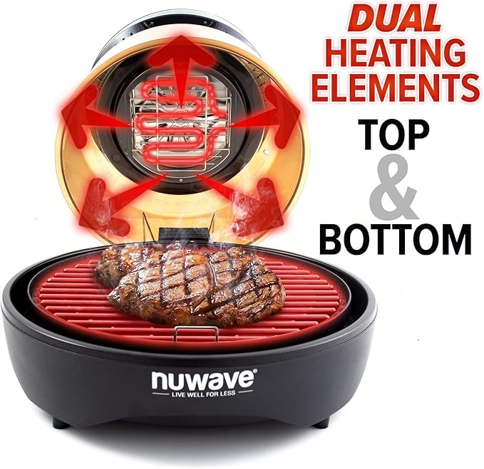 Nuwave Primo Grill Oven PFAS Free Countertop Oven with Convection Top &amp Grill Bottom Smart Thermometer Perfect for Cooking Frozen or Fresh with Surround Heat for Flawless Results