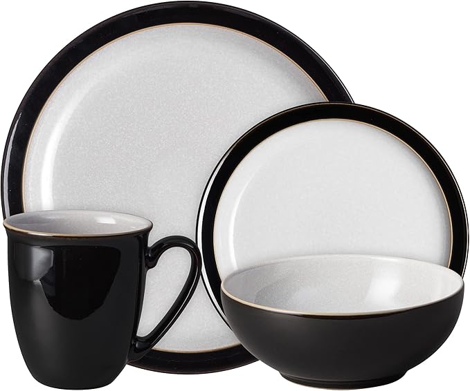 Denby Elements Black 4 Piece Dinnerware Set 406048552