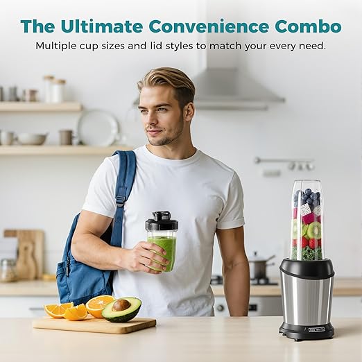 OLIXIS Smoothie Blender Personal Blenders for Kitchen with 16 24 34 oz BPA-Free Portable Cups Mini Smoothie Maker for Shakes Sauces Juice and Ice Crushing Silver
