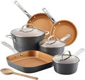 Ayesha Curry Hard Anodized Aluminum 10-Pc Cookware Set Gray Copper