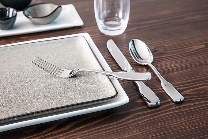 Fortessa Ashton Flatware 18/10 Stainless Steel 5 Piece Flatware Set (Service for 1) Silver