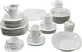 Square Dinnerware 45-piece Set White Solid Casual Round Porcelain 45 Piece Dishwasher Safe Microwave