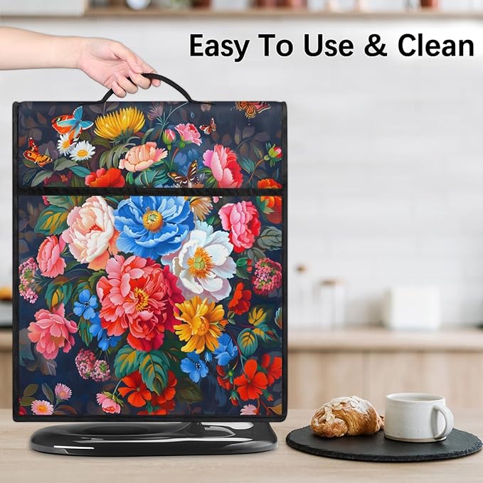cfpolar Kitchen Aid Mixer Cover Compatible with 6-8 Quarts Color Flowers Butterfly Stand Mixer Cover Kitchen Aid Mixers Accessories Appliance Organizer Bag Dust Covers with Zipper Pocket