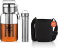 Bincoo Glass Cold Brew Coffee Maker with Extended Fine Mesh Filter Tea Infuser Bottle Iced Coffee Maker with Thick Borosilicate Glass (500ml/17oz)