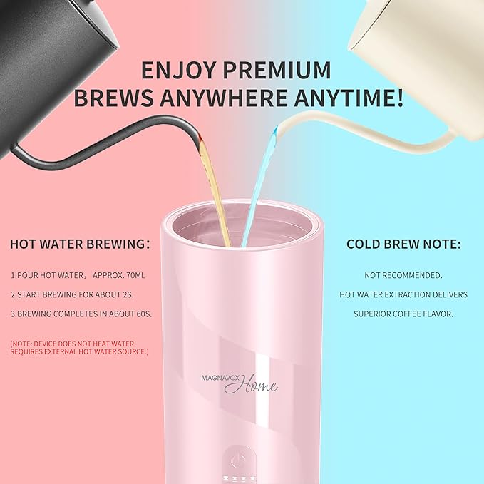 Magnavox HOME Portable Espresso Coffee Maker (Grounds or Pods) with Fast Brew Technology &amp Single Touch Control Ideal for Offices or Travel
