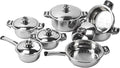 Kitchen Cookware Set Stainless Steel Soup Pot Saucepan Frying Pan Saucepan with Lid Even Heat Conduction Pots Pans Steam Grid Cooking Set for the Household