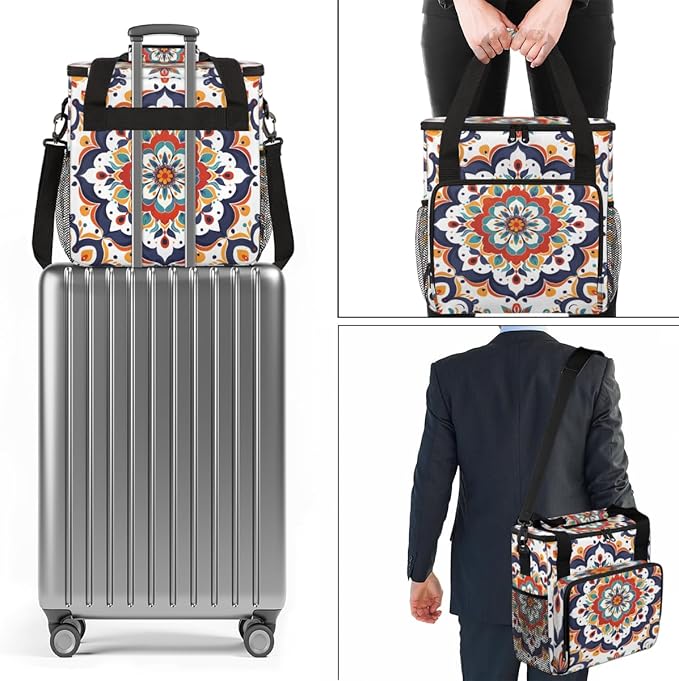 Celestial Mandala Coffee Maker Carrying Bag Portable Travel Storage Tote Bag Compatible with K-Mini or K-Mini Plus Single Serve Coffee Brewer Carrying Case with Multiple Pockets &amp Shoulder Strap
