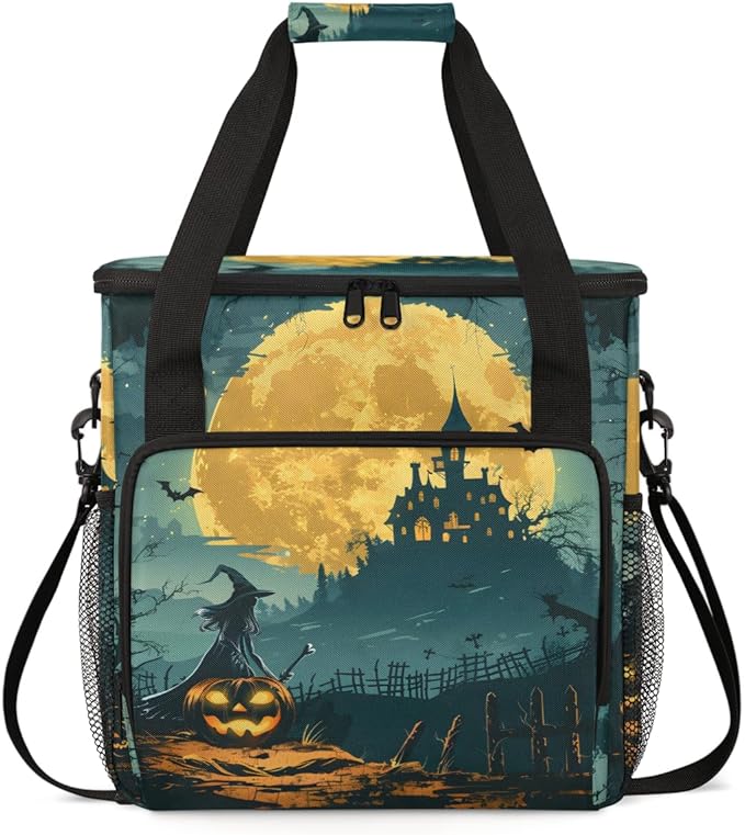 Retro Pumpkin Coffee Maker Carrying Bag Glowing Pumpkin Travel Storage Bag Compatible with K-Mini or K-Mini Plus Single Serve Coffee Brewer Carrying Case with Multiple Pockets &amp Shoulder Strap