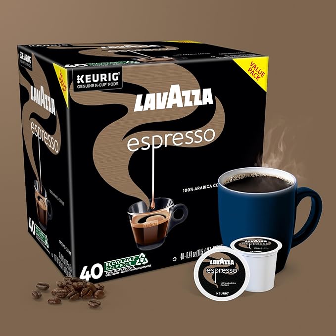 Lavazza Espresso Single-Serve Keurig K-Cup Pods Medium Roast Coffee 40-Count Box