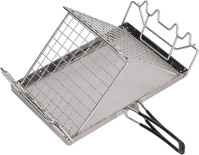 Camp Stove Toaster Folding Stainless Steel Stovetop Bread Toasts Rack Foldable Portable Camping Toaster for Outdoor Picnic Hiking Cooking BBQ Party