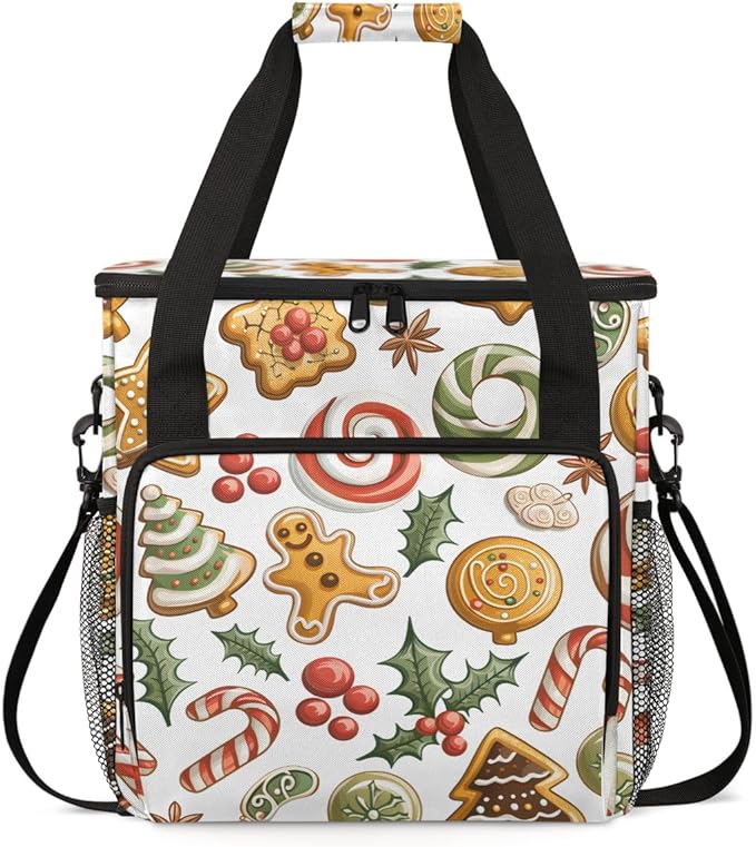 Bright Gingerbread Man Coffee Maker Carrying Bag Travel Storage Bag Compatible with K-Mini or K-Mini Plus Single Serve Coffee Brewer Carrying Case with Multiple Pockets &amp Shoulder Strap