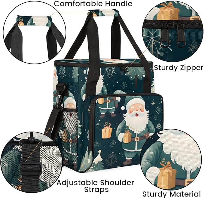 Xmas Santa Claus Coffee Maker Carrying Bag Graffiti Santa Claus Travel Storage Bag Compatible with K-Mini or K-Mini Plus Single Serve Coffee Brewer Carrying Case with Pockets &amp Shoulder Strap