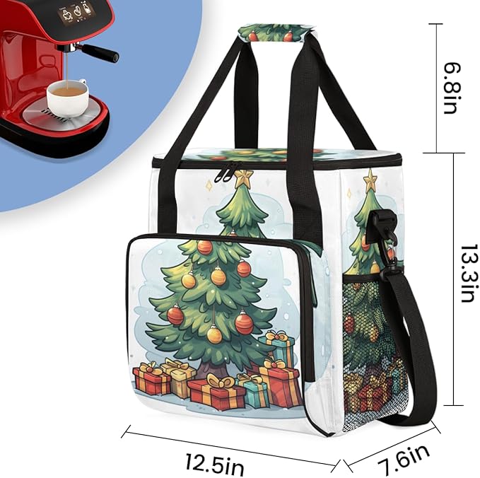 Magic Tree Coffee Maker Carrying Bag Christmas Gift Travel Storage Bag Compatible with K-Mini or K-Mini Plus Single Serve Coffee Brewer Carrying Case with Multiple Pockets &amp Shoulder Strap