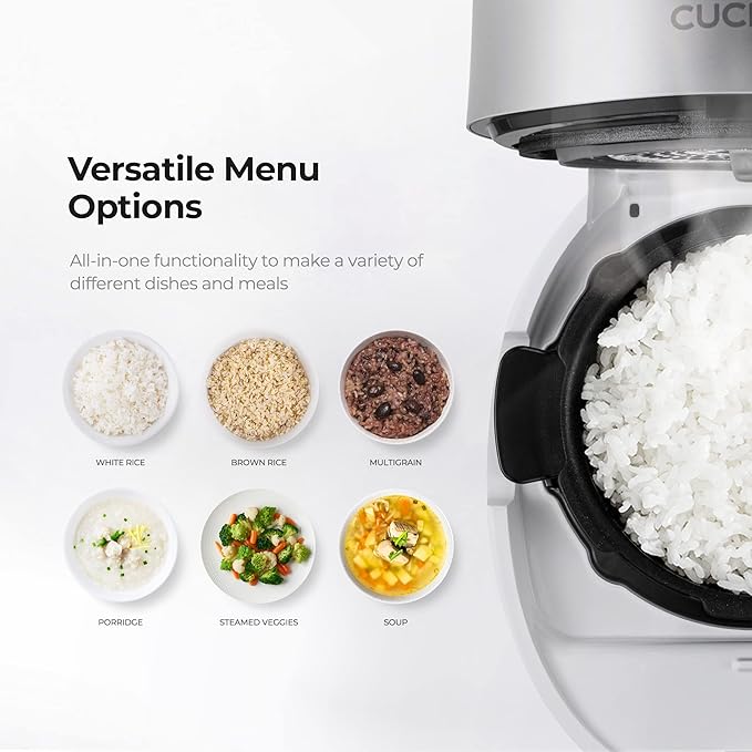 Generic CUCKOO CRP-MHTR0309F | 3-Cup (Uncooked) Twin Pressure Induction Heating Rice Cooker | 11 Menu Options: High/Non-Pressure &amp More Made in Korea | White 3 Cups (CRP-MHTR0309F) (Renewed)