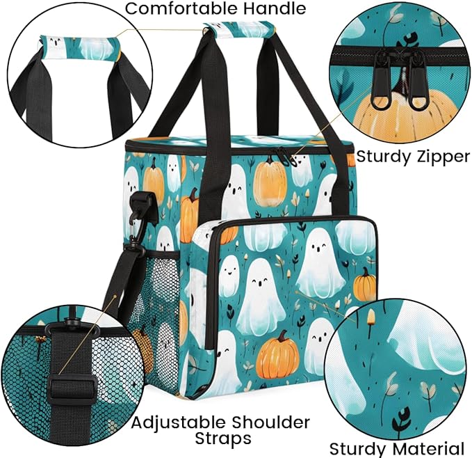 Mystical Halloween Ghosts Coffee Maker Carrying Bag Travel Storage Bag Compatible with K-Mini or K-Mini Plus Single Serve Coffee Brewer Carrying Case with Multiple Pockets &amp Shoulder Strap