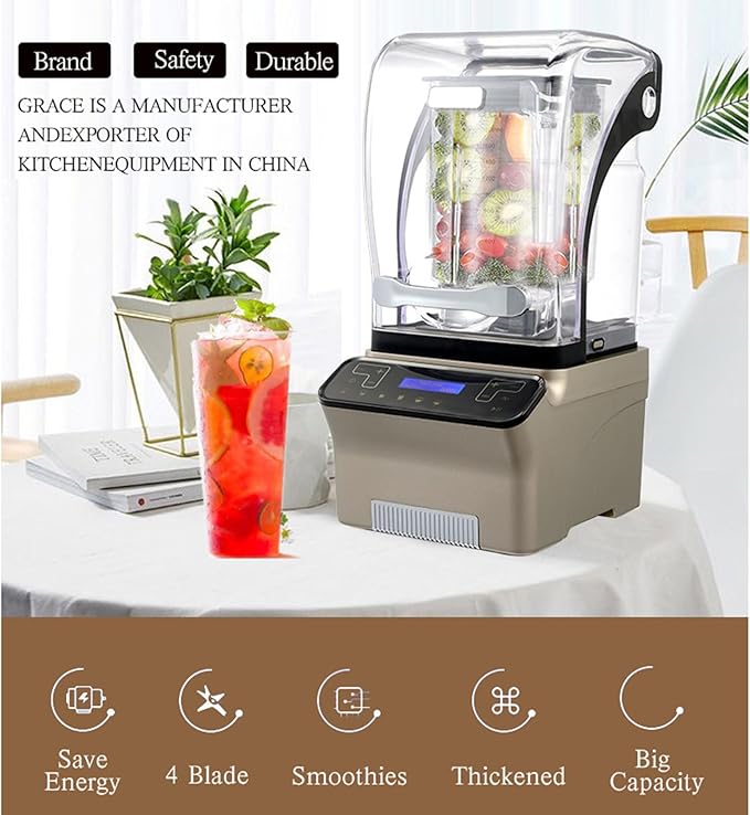 1.8L Ice Crusher Touch Soybean Milk Fruit Juice Regulation Timing Sound Insulation with Cover Milk Tea Shop Smoothie MachineB