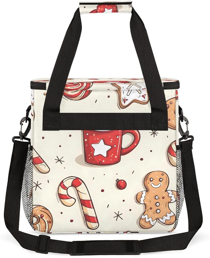 Glitter Gingerbread Man Coffee Maker Carrying Bag Travel Storage Bag Compatible with K-Mini or K-Mini Plus Single Serve Coffee Brewer Carrying Case with Multiple Pockets &amp Shoulder Strap