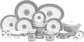 Dinnerware Set for 4-16 Piece Porcelain Dishes - Gorgeous White and Silver Intricate Geometric Mosaic Design - Premium Kitchen Set - For Everyday Use and Formal Occasions (58 Piece Set)