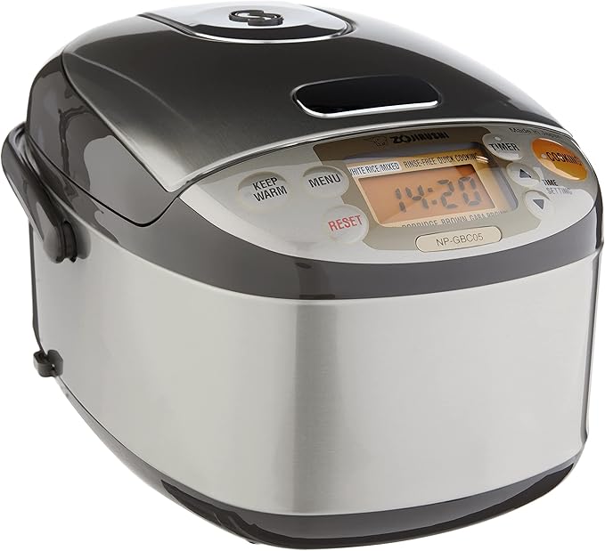 Zojirushi NS-ZCC10 Neuro Fuzzy Cooker 5.5-Cup uncooked rice / 1L White &amp NP-GBC05XT Induction Heating System Rice Cooker and Warmer 0.54 L Stainless Dark Brown