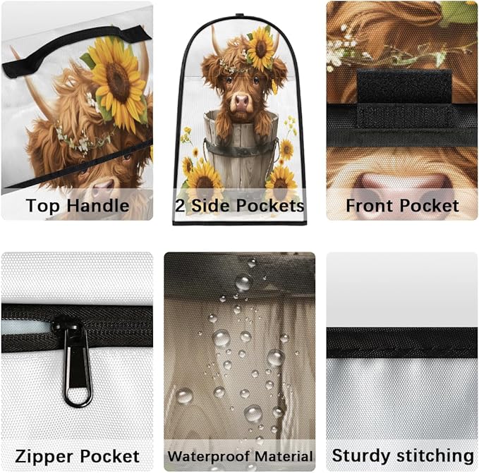 cfpolar Kitchen Aid Mixer Cover Compatible with 6-8 Quarts Sunflower Cute Highland Cattle Stand Mixer Cover Kitchen Aid Mixers Accessories Appliance Organizer Bag Dust Covers with Zipper Pocket