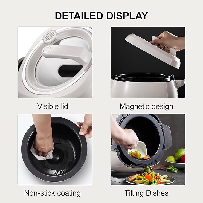 Automatic Cooking Machine 6 L Fry Robot Touch Panel Cooker Robot With 360° Rotating And All-Round Heating Anti-Paste For Domestic/Commercial